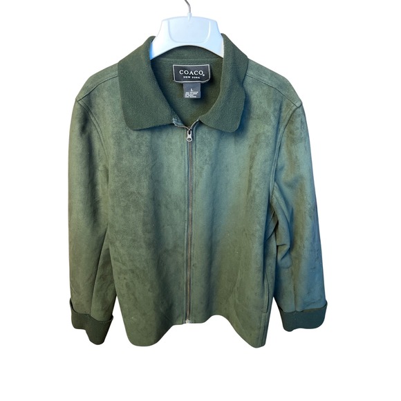 COACO New York Olive Green Jacket Zip Soft Mock Suede Large Women's Lightweight - Picture 1 of 10